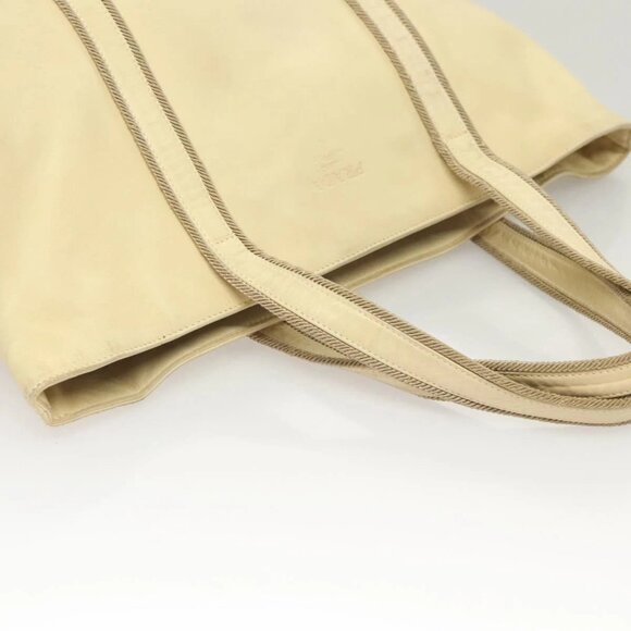 PRADA Hand Bag Leather Cream Silver Auth - Picture 9 of 16